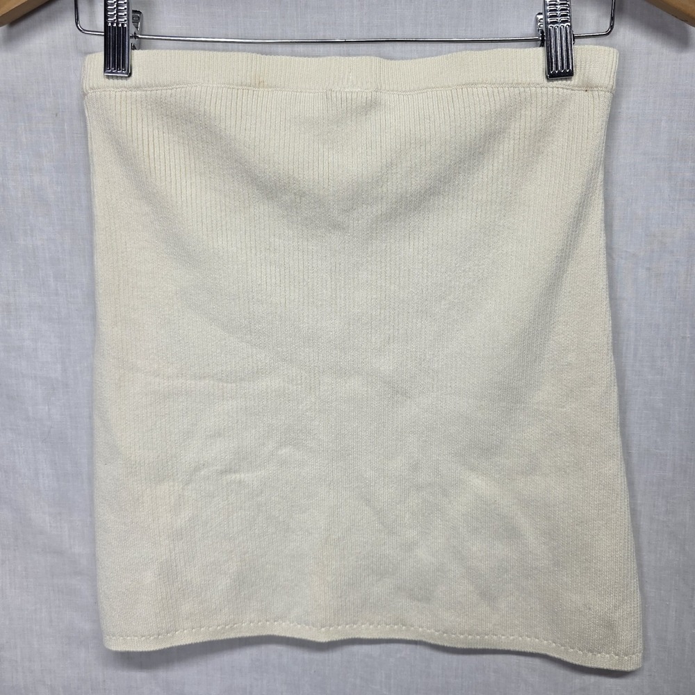 Free People Skirt Size S Womens Cream Ribbed Knit Pull On Stretch - Picture 3 of 3